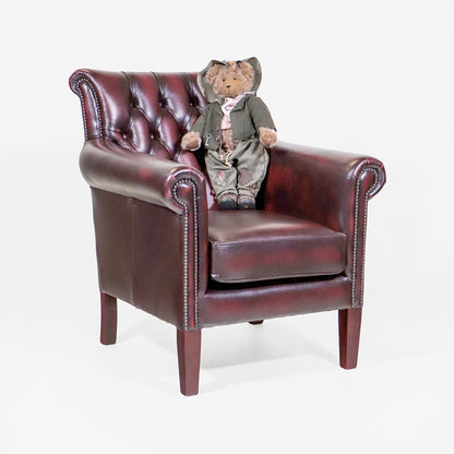 Chesterfield Sessel Rot Leder "Penzance" Clubchair aus England - Sofort Lieferbar