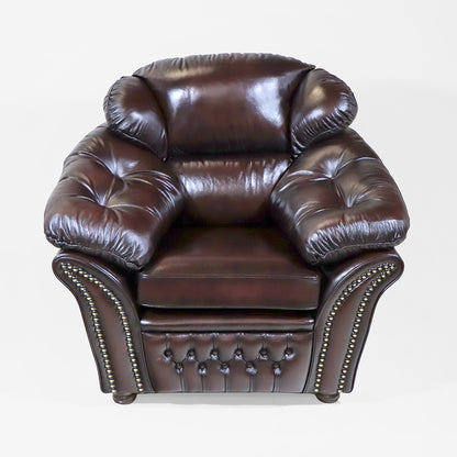 "Mia Chair" Chesterfield Sessel – Dunkelbrauner Ledersessel - Sofort lieferbar