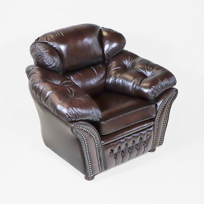 "Mia Chair" Chesterfield Sessel – Dunkelbrauner Ledersessel - Sofort lieferbar