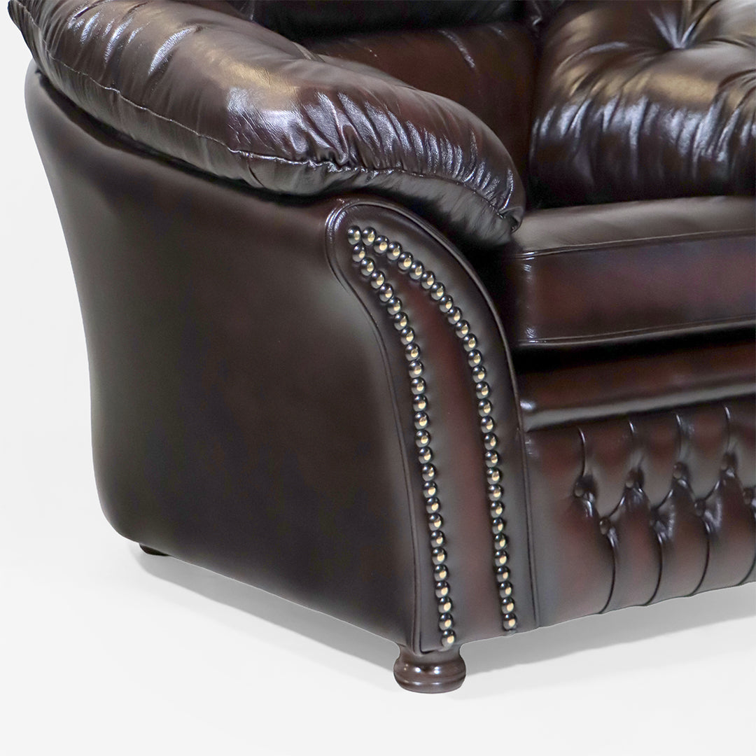 "Mia Chair" Chesterfield Sessel – Dunkelbrauner Ledersessel - Sofort lieferbar