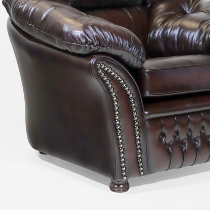 "Mia Chair" Chesterfield Sessel – Dunkelbrauner Ledersessel - Sofort lieferbar