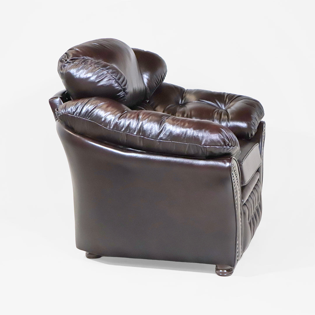 "Mia Chair" Chesterfield Sessel – Dunkelbrauner Ledersessel - Sofort lieferbar