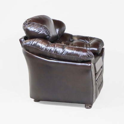 "Mia Chair" Chesterfield Sessel – Dunkelbrauner Ledersessel - Sofort lieferbar