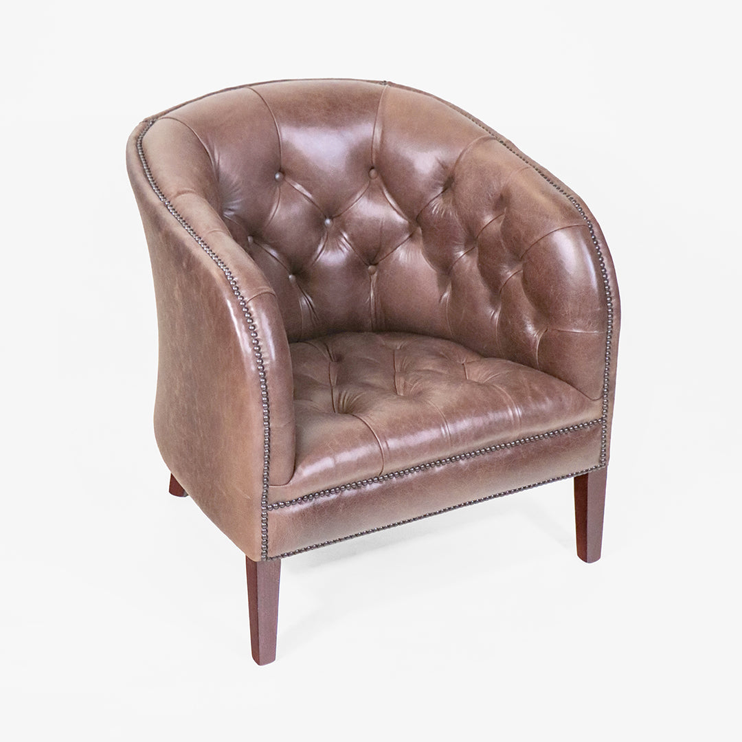 Chesterfield Sessel "Perth" Anilinleder braun Clubsessel aus England - Sofort Lieferbar