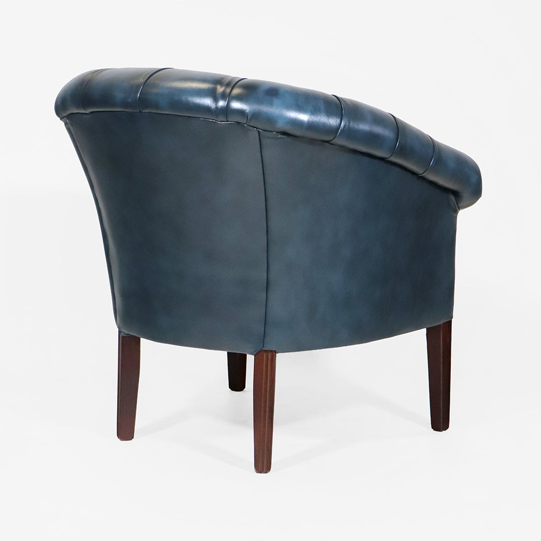 Blauer Chesterfield Ledersessel "Victorian Club Tub" – Englischer Clubsessel -  Sofort lieferbar