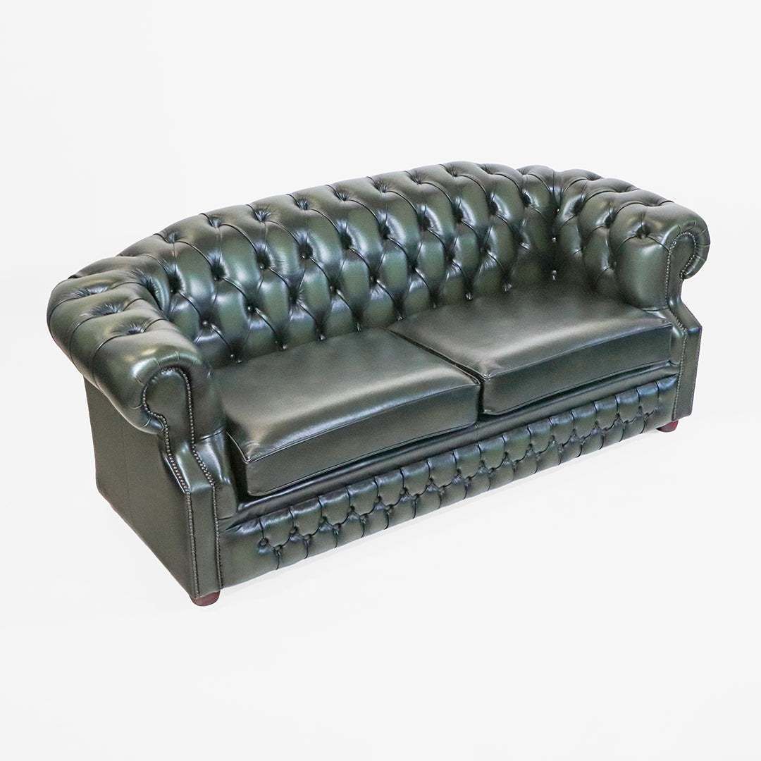 Chesterfield Sofa grün Leder "Brighton" - 3-Sitzer Sofa aus England - Sofort Lieferbar