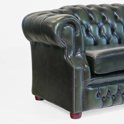Chesterfield Sofa grün Leder "Brighton" - 3-Sitzer Sofa aus England - Sofort Lieferbar