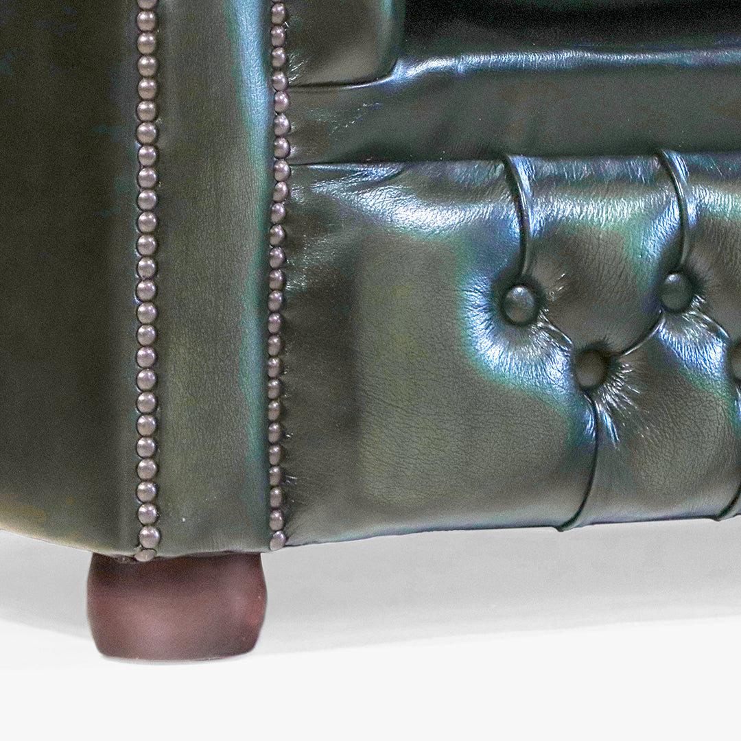 Chesterfield Sofa grün Leder "Brighton" - 3-Sitzer Sofa aus England - Sofort Lieferbar