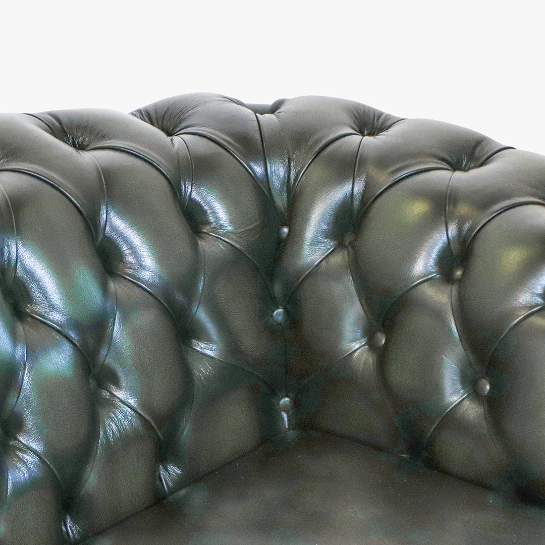 Chesterfield Sofa grün Leder "Brighton" - 3-Sitzer Sofa aus England - Sofort Lieferbar