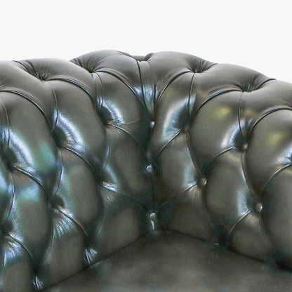 Chesterfield Sofa grün Leder "Brighton" - 3-Sitzer Sofa aus England - Sofort Lieferbar