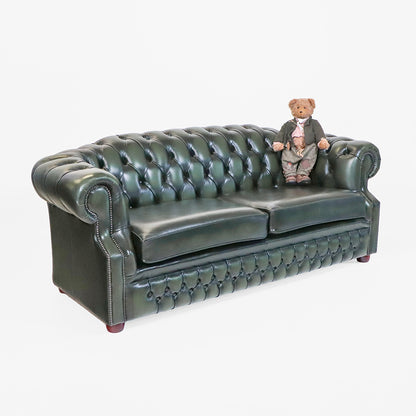 Chesterfield Sofa grün Leder "Brighton" - 3-Sitzer Sofa aus England - Sofort Lieferbar