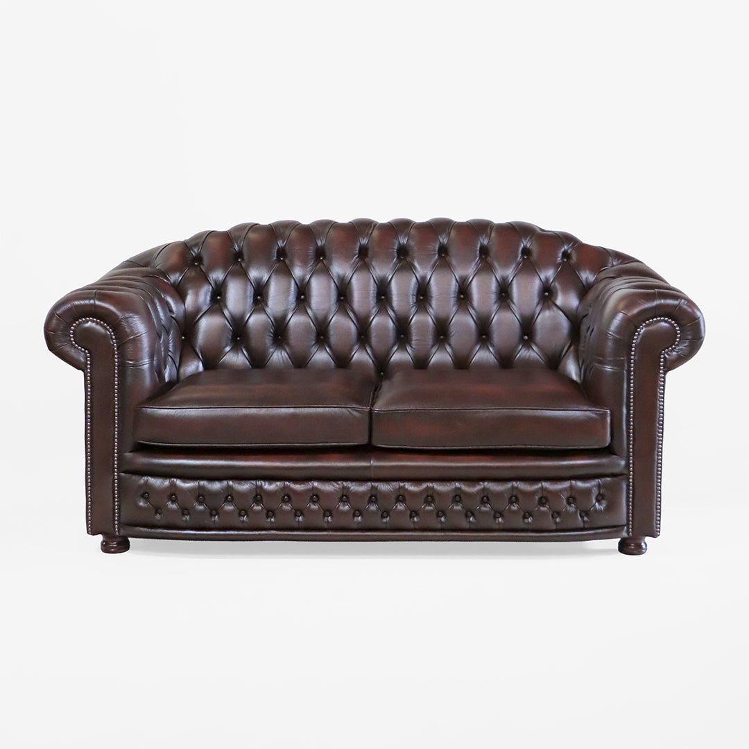 Braunes Chesterfield Ledersofa "Worcester" – 2,5-Sitzer - Sofort lieferbar