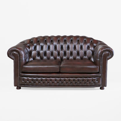 Braunes Chesterfield Ledersofa "Worcester" – 2,5-Sitzer - Sofort lieferbar