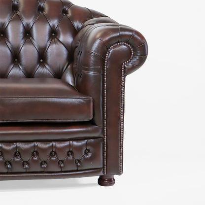 Braunes Chesterfield Ledersofa "Worcester" – 2,5-Sitzer - Sofort lieferbar