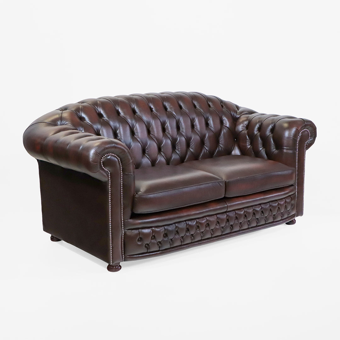 Braunes Chesterfield Ledersofa "Worcester" – 2,5-Sitzer - Sofort lieferbar