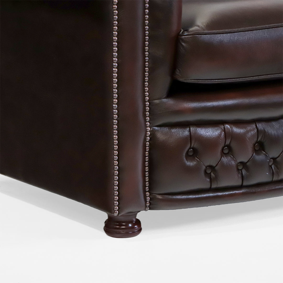 Braunes Chesterfield Ledersofa "Worcester" – 2,5-Sitzer - Sofort lieferbar