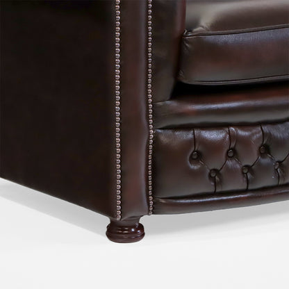 Braunes Chesterfield Ledersofa "Worcester" – 2,5-Sitzer - Sofort lieferbar