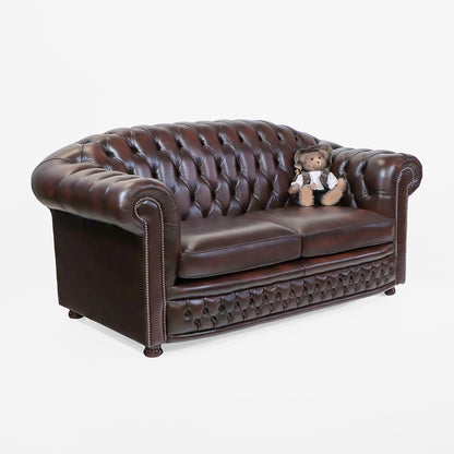 Braunes Chesterfield Ledersofa "Worcester" – 2,5-Sitzer - Sofort lieferbar