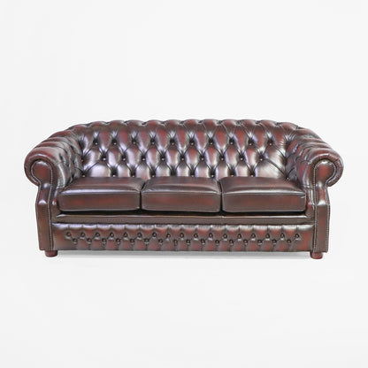 Chesterfield Sofa 3-Sitzer "Livingston“ – Ledersofa Birch Antique Rust - Sofort lieferbar