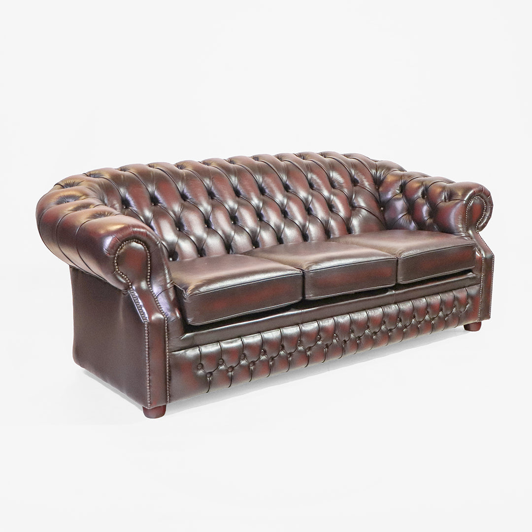 Chesterfield Sofa 3-Sitzer "Livingston“ – Ledersofa Birch Antique Rust - Sofort lieferbar