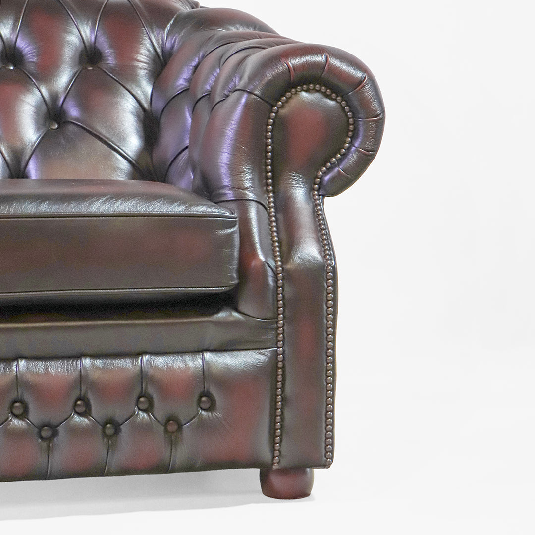 Chesterfield Sofa 3-Sitzer "Livingston“ – Ledersofa Birch Antique Rust - Sofort lieferbar