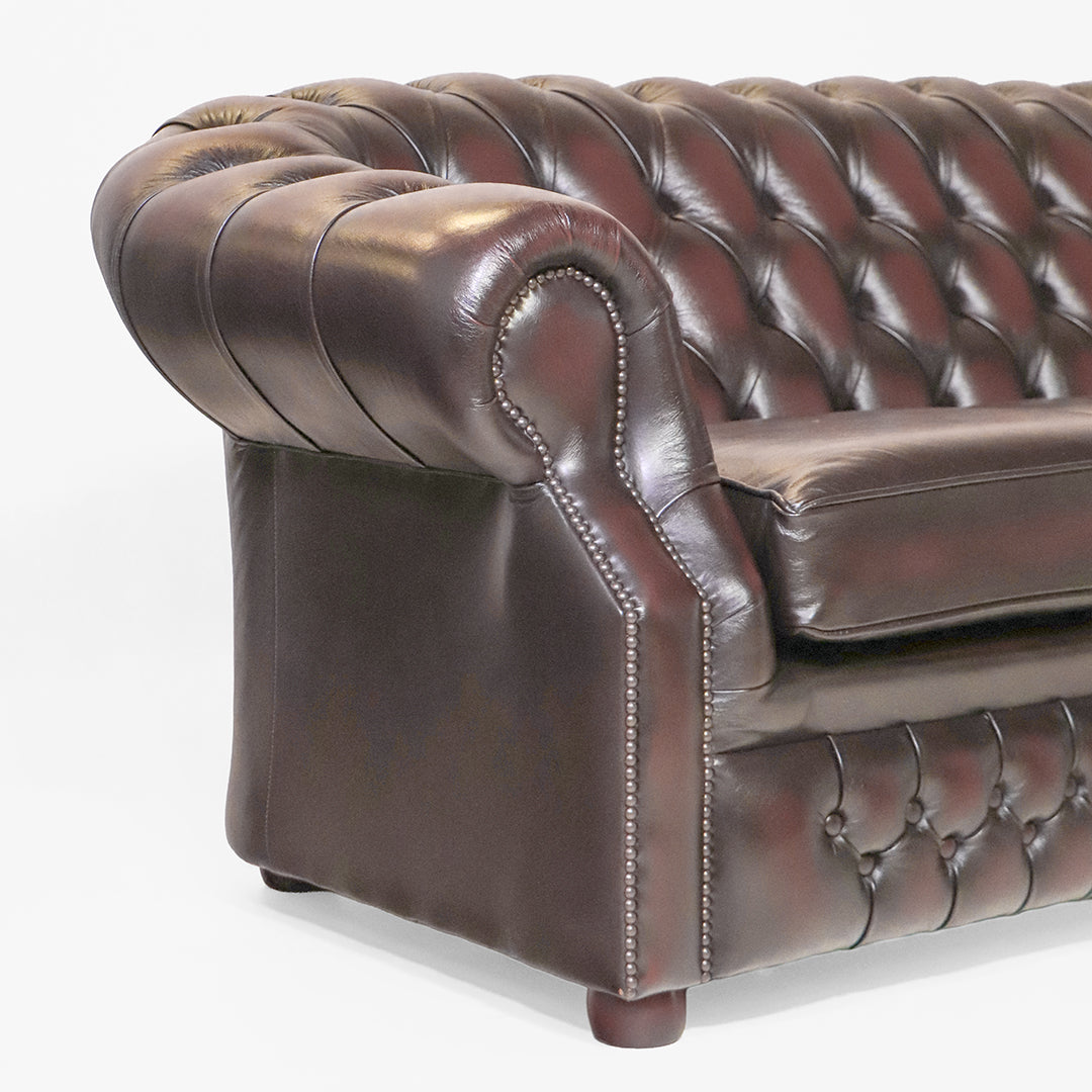Chesterfield Sofa 3-Sitzer "Livingston“ – Ledersofa Birch Antique Rust - Sofort lieferbar