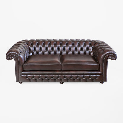 Braunes Chesterfield Ledersofa "Dexter“ – 3-Sitzer  - Sofort lieferbar