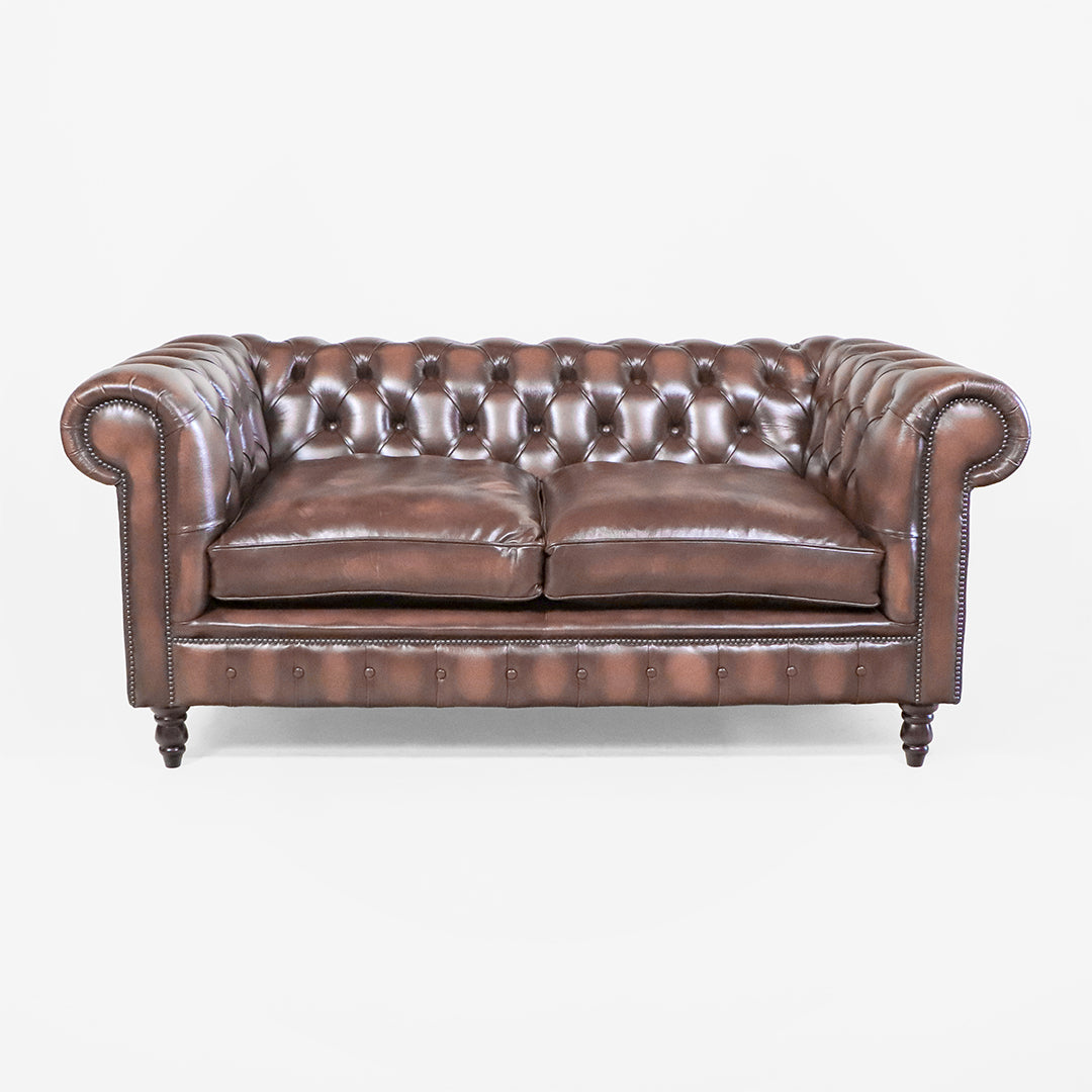 Chesterfield Sofa Hellbraun "St. Agness" aus Leder in Birch Antique Gold - Sofort Lieferbar