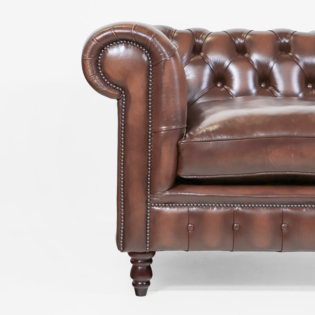 Chesterfield Sofa Hellbraun "St. Agness" aus Leder in Birch Antique Gold - Sofort Lieferbar