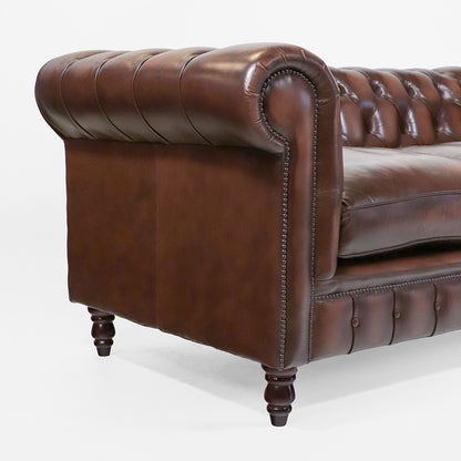 Chesterfield Sofa Hellbraun "St. Agness" aus Leder in Birch Antique Gold - Sofort Lieferbar