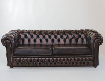 Chesterfield Sofa 3-Sitzer "Tudor" aus Echtleder – Birch Antique Tan Ledersofa, sofort lieferbar