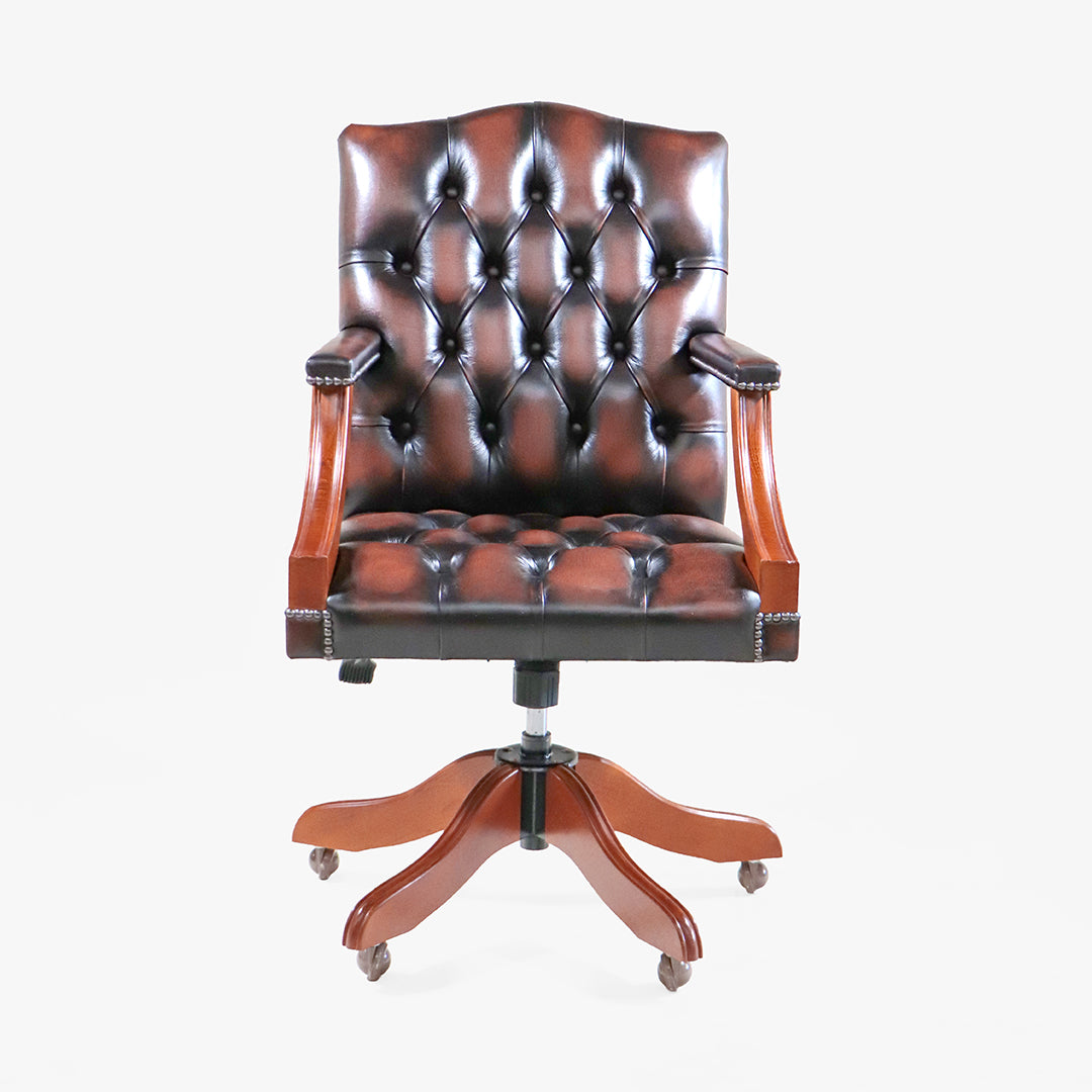 Chesterfield Bürostuhl Birch Antique Tan Leder - Sofort Lieferbar
