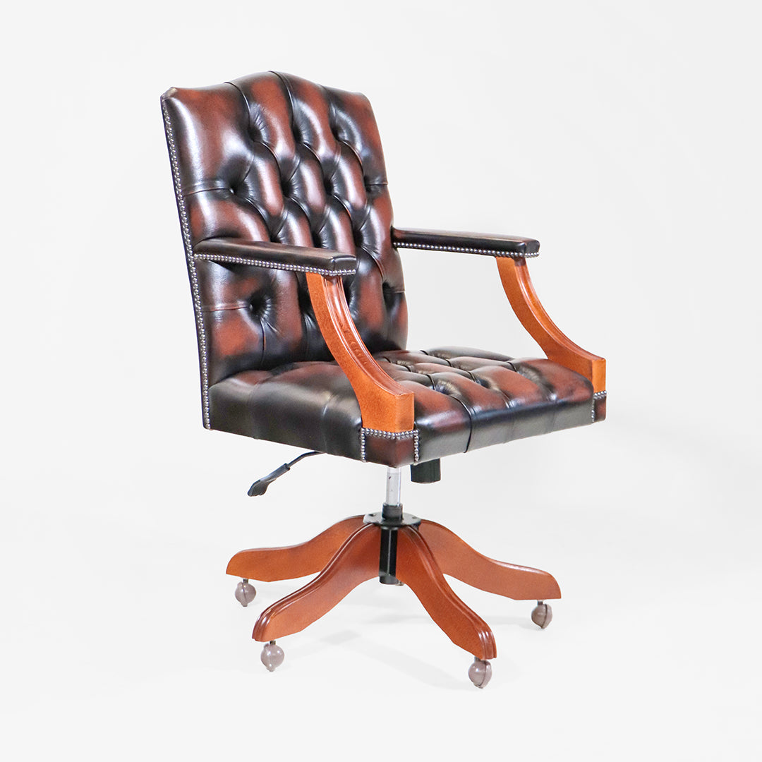 Chesterfield Bürostuhl Birch Antique Tan Leder - Sofort Lieferbar