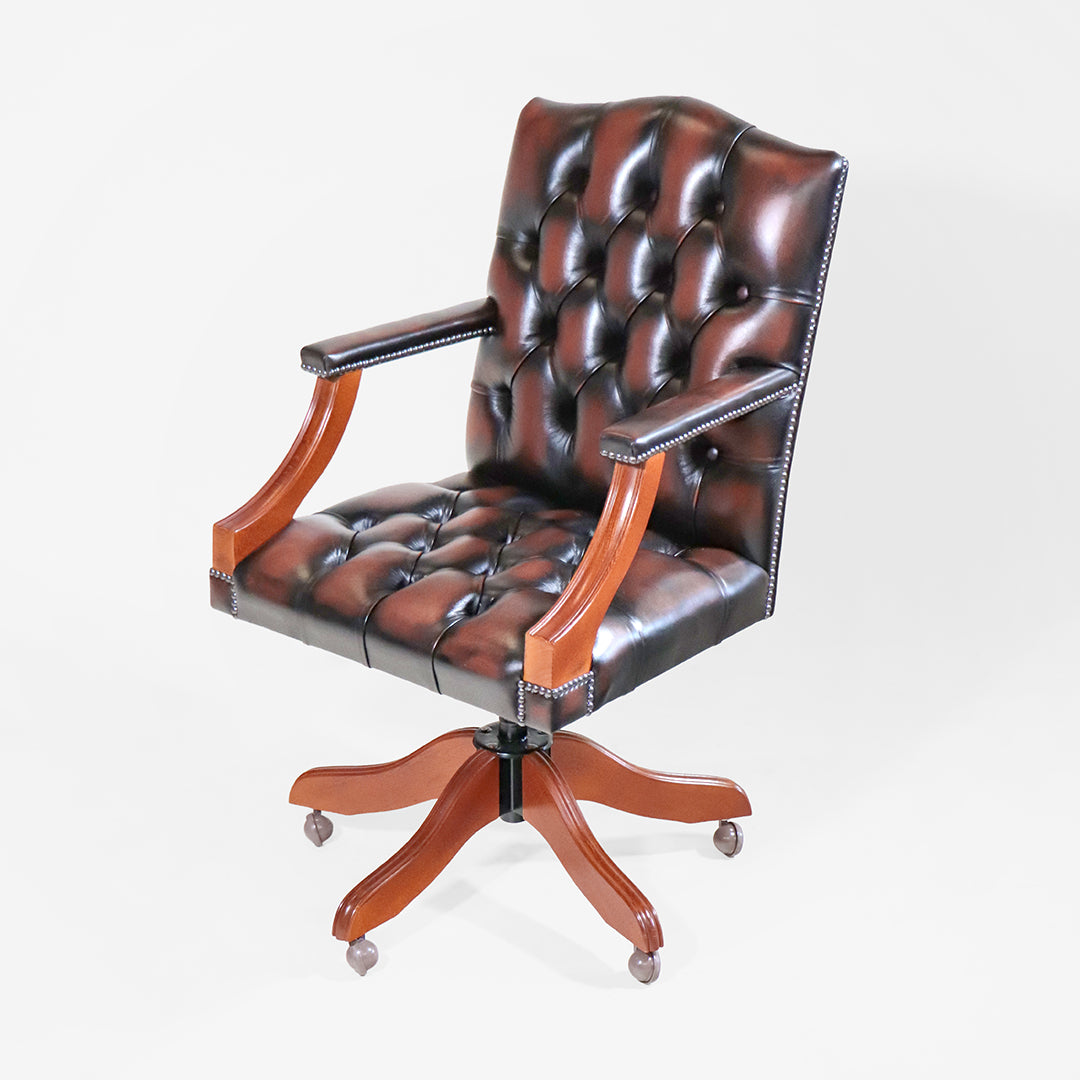 Chesterfield Bürostuhl Birch Antique Tan Leder - Sofort Lieferbar